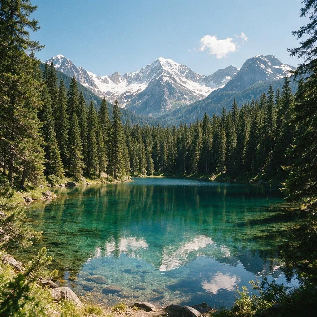 Before: a lake scene edited with the Flow AI editor